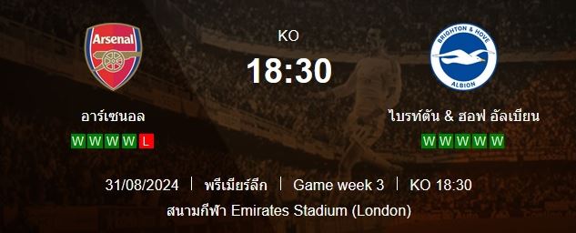 วิเคราะห์บอล [ พรีเมียร์ลีก อังกฤษ ] อาร์เซน่อล VS ไบรท์ตันฯ