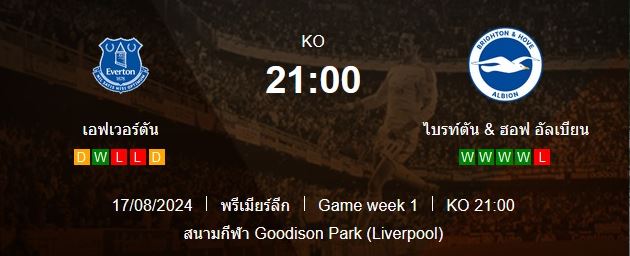 วิเคราะห์บอล [ พรีเมียร์ลีก อังกฤษ ] เอฟเวอร์ตัน VS ไบรท์ตัน